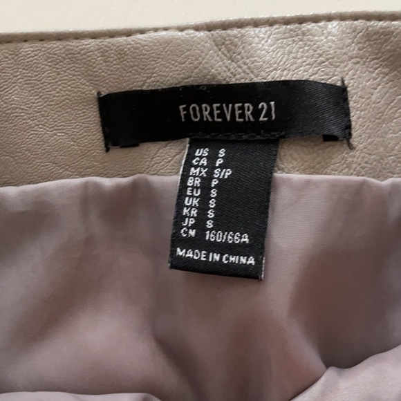 Forever 21 Tan-Gray Vegan Leather Zipper Miniskirt - Picture 2 of 3